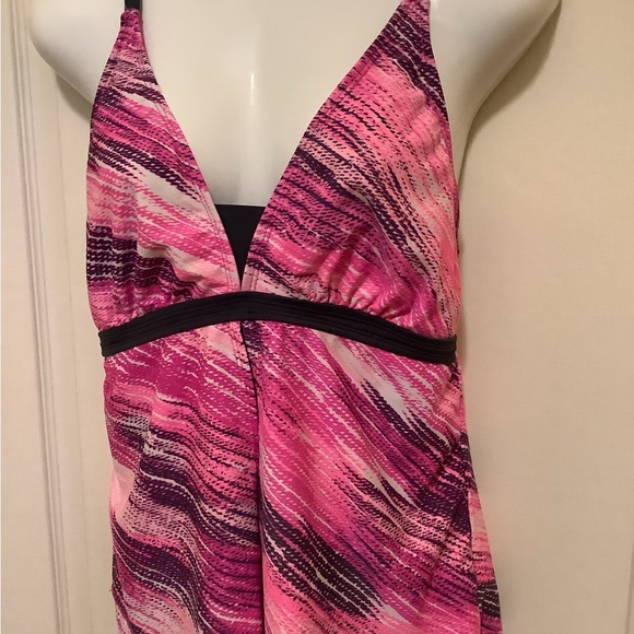 Tankini dark gray & pink opens in front adjustable straps size XL box 500 - Picture 4 of 10